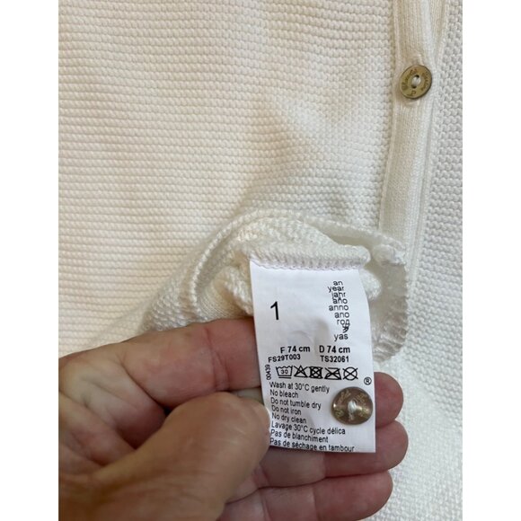 $125 New? Tartine Et Chocolat 1A 12 M Ivory Knit Jumpsuit Romper Boy Girl Cream - Picture 6 of 6